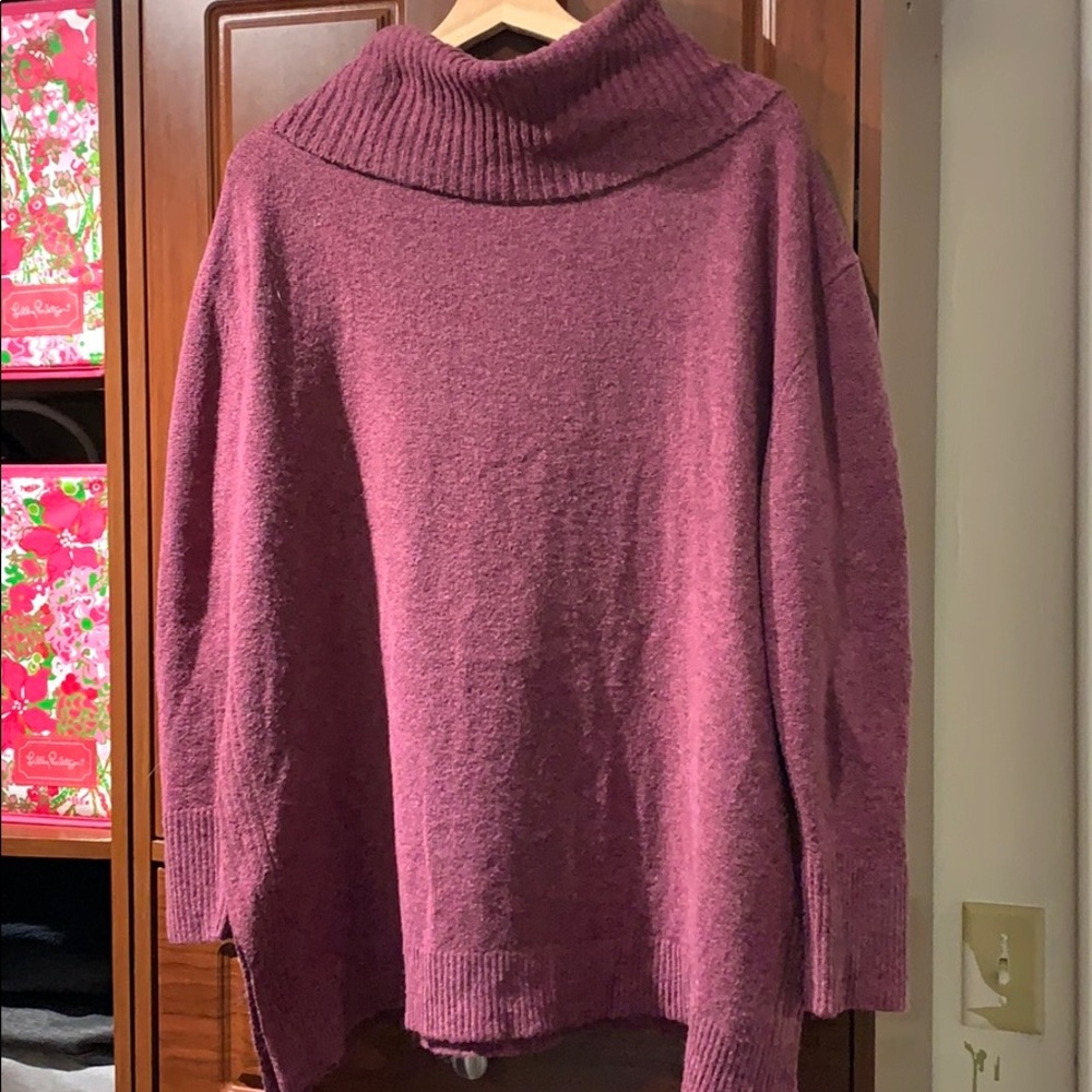 Oversize purple turtleneck sweater